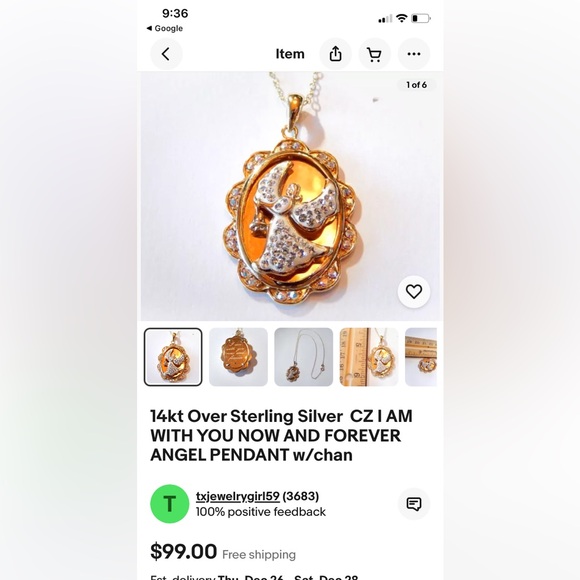 Silver Sparkling Rhinestone Angel Pendant Necklace I AM WITH YOU NOW AND FOREVER - Picture 6 of 6